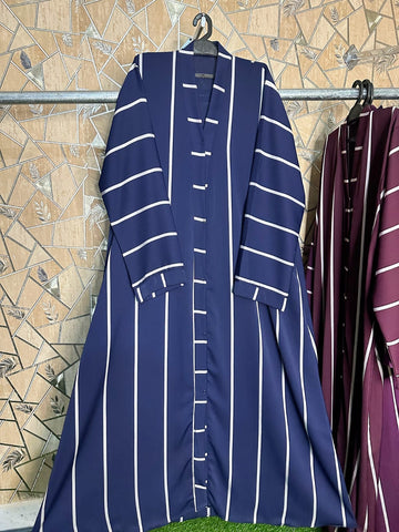 Women's Striped Abaya – multiple colours with White Lines