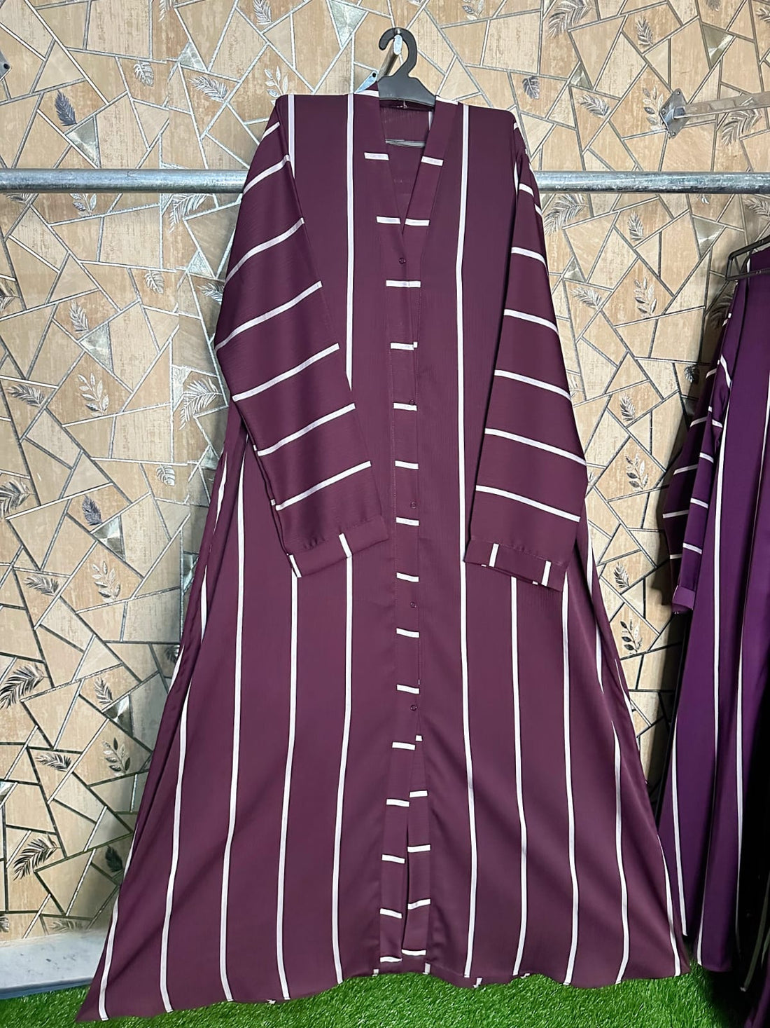Women's Striped Abaya – multiple colours with White Lines