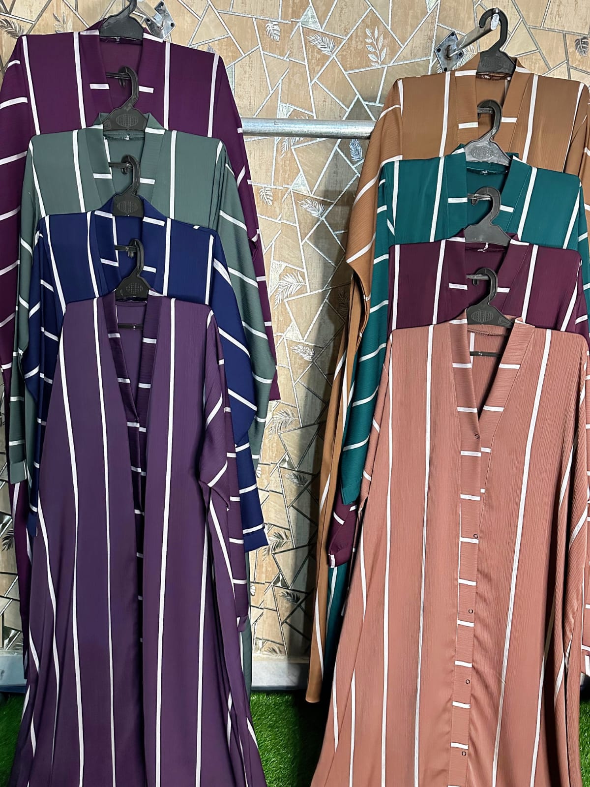 Women's Striped Abaya – multiple colours with White Lines