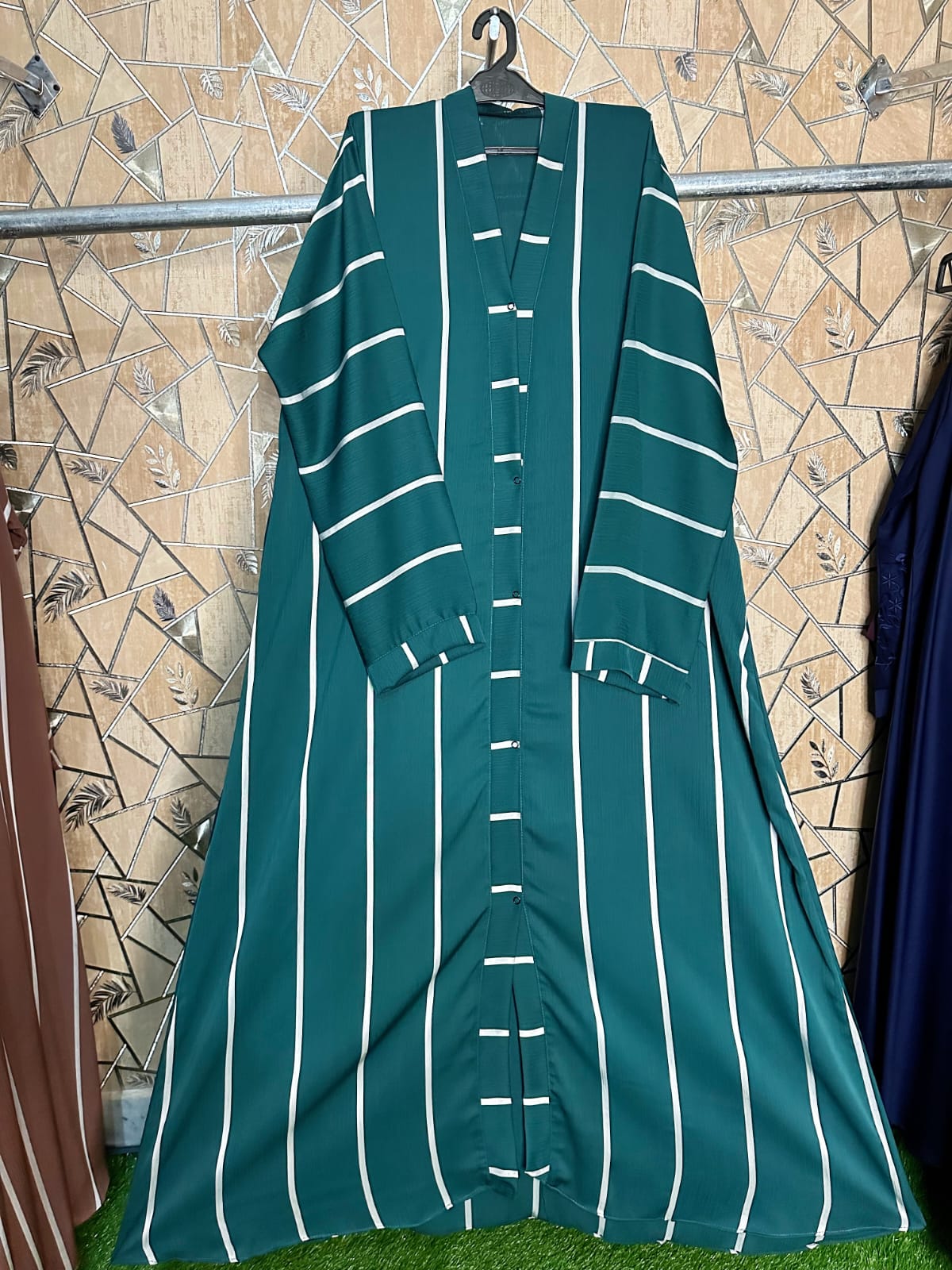 Women's Striped Abaya – multiple colours with White Lines