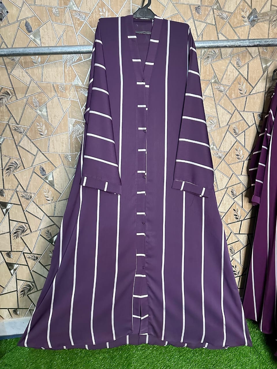 Women's Striped Abaya – multiple colours with White Lines