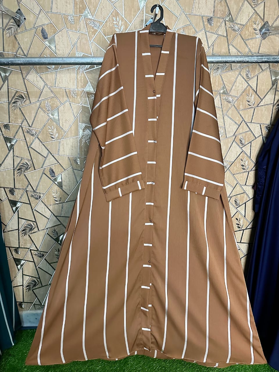 Women's Striped Abaya – multiple colours with White Lines
