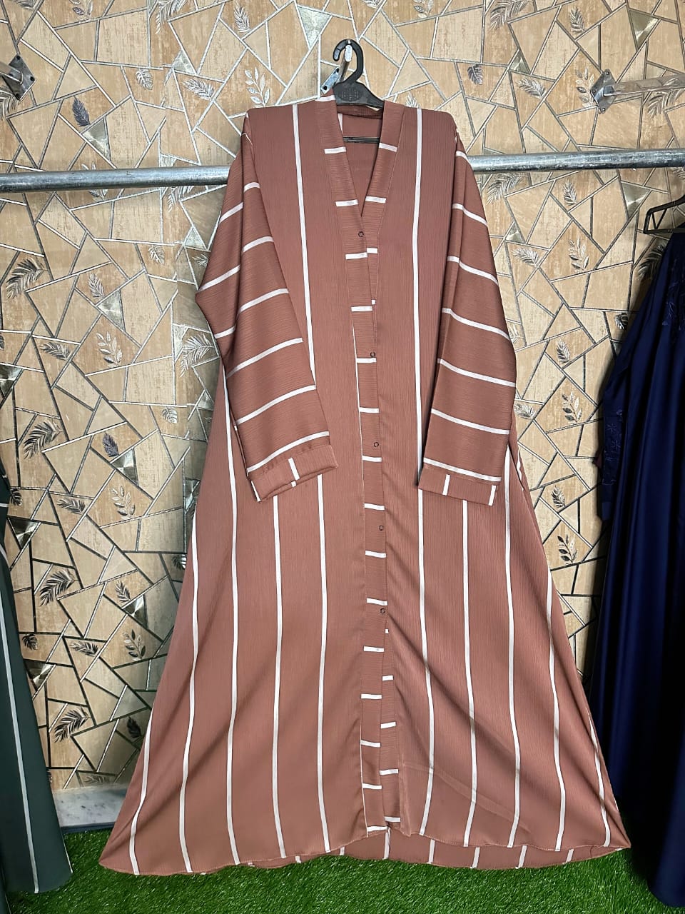 Women's Striped Abaya – multiple colours with White Lines